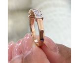 Pave Emerald Diamond Ring 1.17 ct TCW , Rose Gold 14K