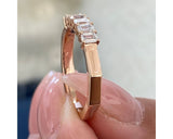 Pave Emerald Diamond Ring 0.69 ct TCW , Rose Gold 14K