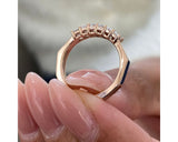 Pave Emerald Diamond Ring 0.70 ct TCW , Rose Gold 14K