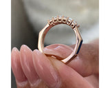 Pave Emerald Diamond Ring 0.70 ct TCW , Rose Gold 14K