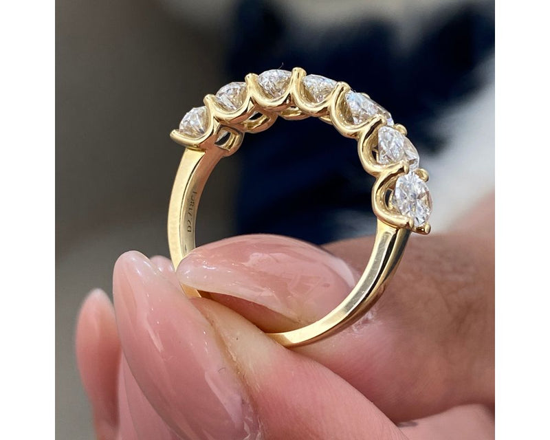 7 Stone oval Diamond Ring 2.72 ct TCW , Yellow Gold 14K