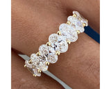 7 Stone oval Diamond Ring 2.72 ct TCW , Yellow Gold 14K