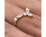 Chevron Marquise & Round Diamond Ring 0.55 ct TCW , Rose Gold 14K