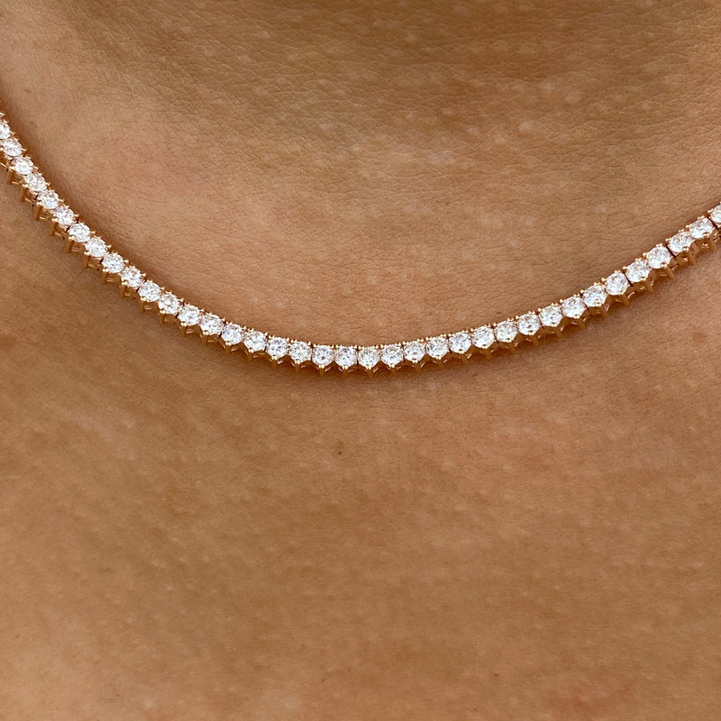 Diamond Tennis Necklace 2.5 ct Rose Gold
