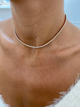 Diamond Tennis Necklace 2.57 Carat Rose Gold 14K