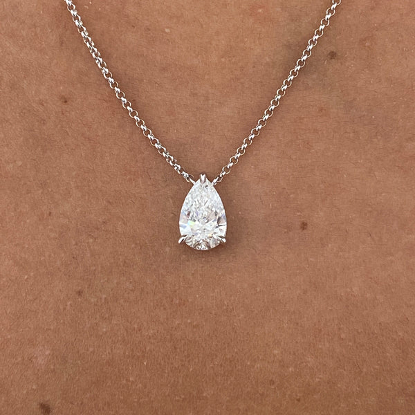 Diamond Pendant Necklace 1.05 Carat White Gold 14K