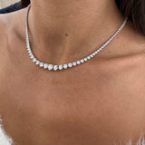 Diamond Tennis Necklace 11.37 Carat White Gold 14K