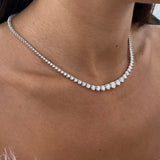 Diamond Tennis Necklace 11.37 Carat White Gold 14K