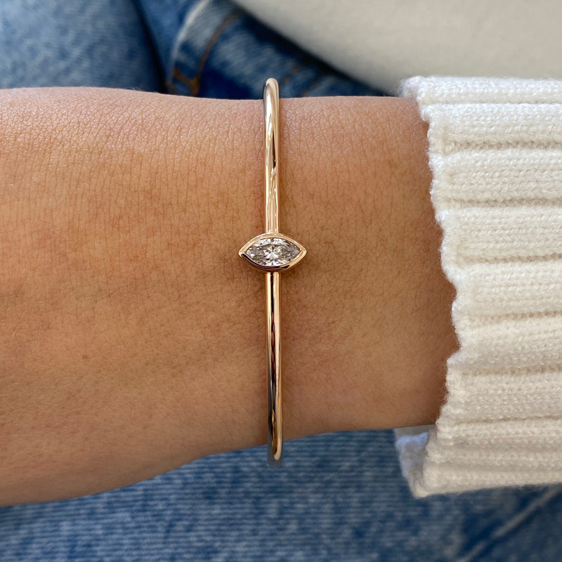 Diamond Cuff Bracelet 0.76 Carat Rose Gold 14K