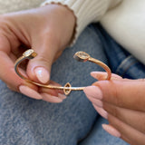 Diamond Cuff Bracelet 0.76 Carat Rose Gold 14K