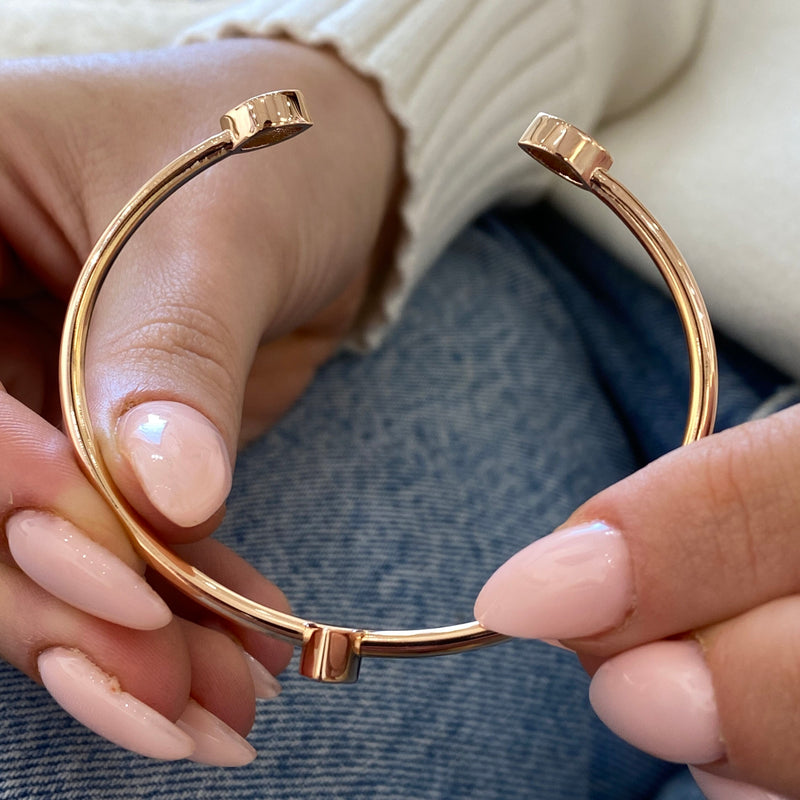 Diamond Cuff Bracelet 0.76 Carat Rose Gold 14K