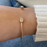 Diamond Cuff Bracelet 0.76 Carat Rose Gold 14K