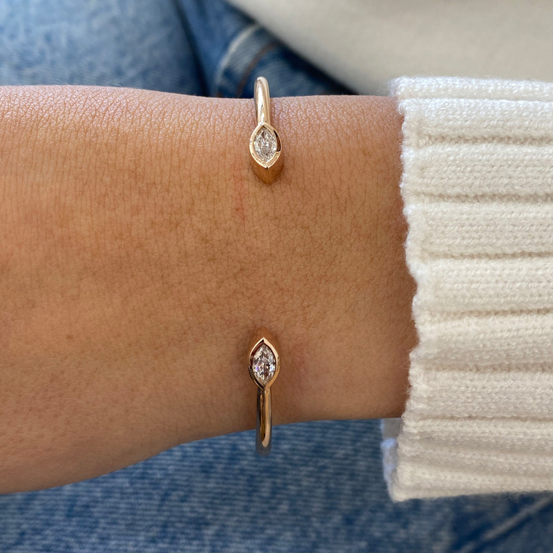 Diamond Cuff Bracelet 0.76 Carat Rose Gold 14K