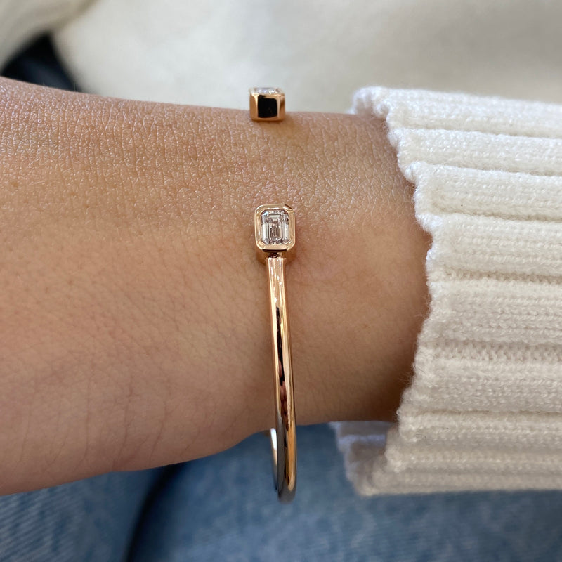 Diamond Cuff Bracelet 7.50 Carat Rose Gold 14K