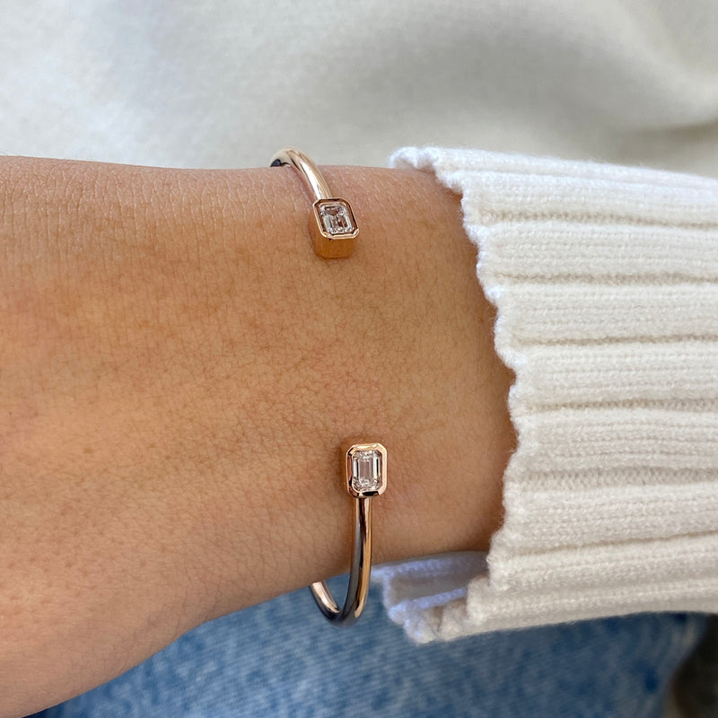 Diamond Cuff Bracelet 7.50 Carat Rose Gold 14K