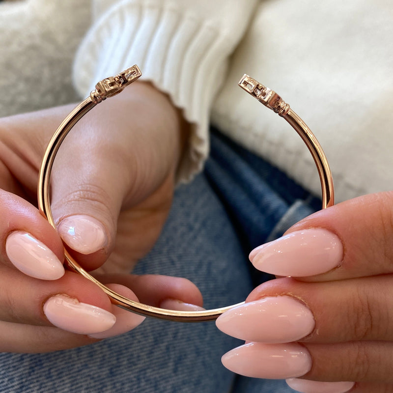 Diamond Cuff Bracelet 1.06 Carat Rose Gold 14K