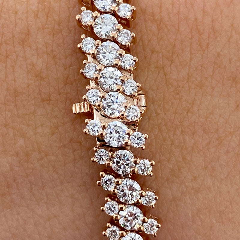 Diamond Tennis Bracelet 6.21 Carat Rose Gold 14K