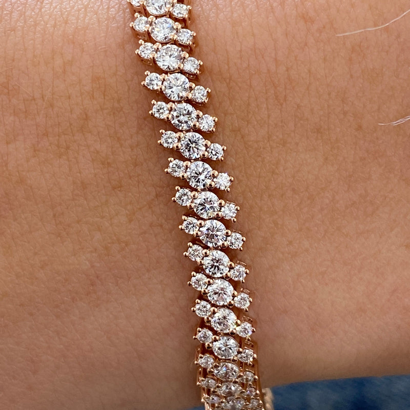 Diamond Tennis Bracelet 6.21 Carat Rose Gold 14K