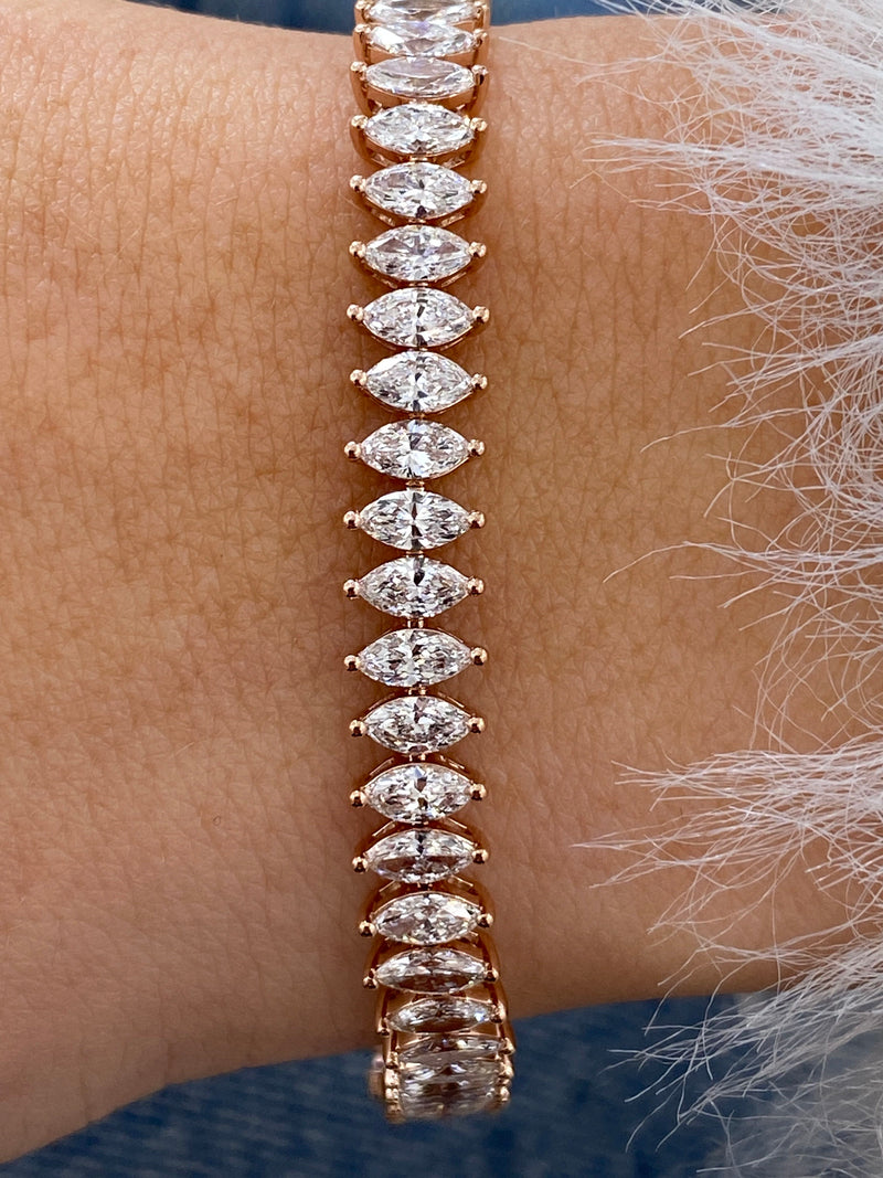 Diamond Tennis Bracelet 7.45 Carat Rose Gold 14K