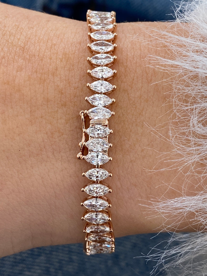 Diamond Tennis Bracelet 7.45 Carat Rose Gold 14K