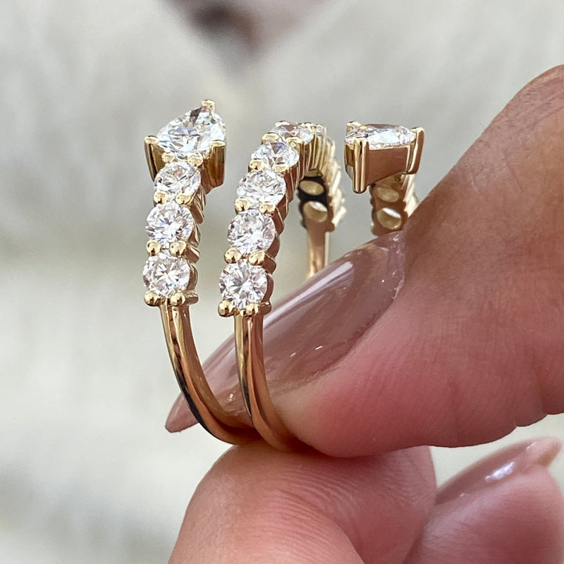 Diamond Wrap Ring 2.48 Carat Yellow Gold 14K