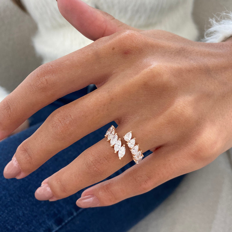 Diamond Wrap Ring 1.49 Carat Rose Gold 14K