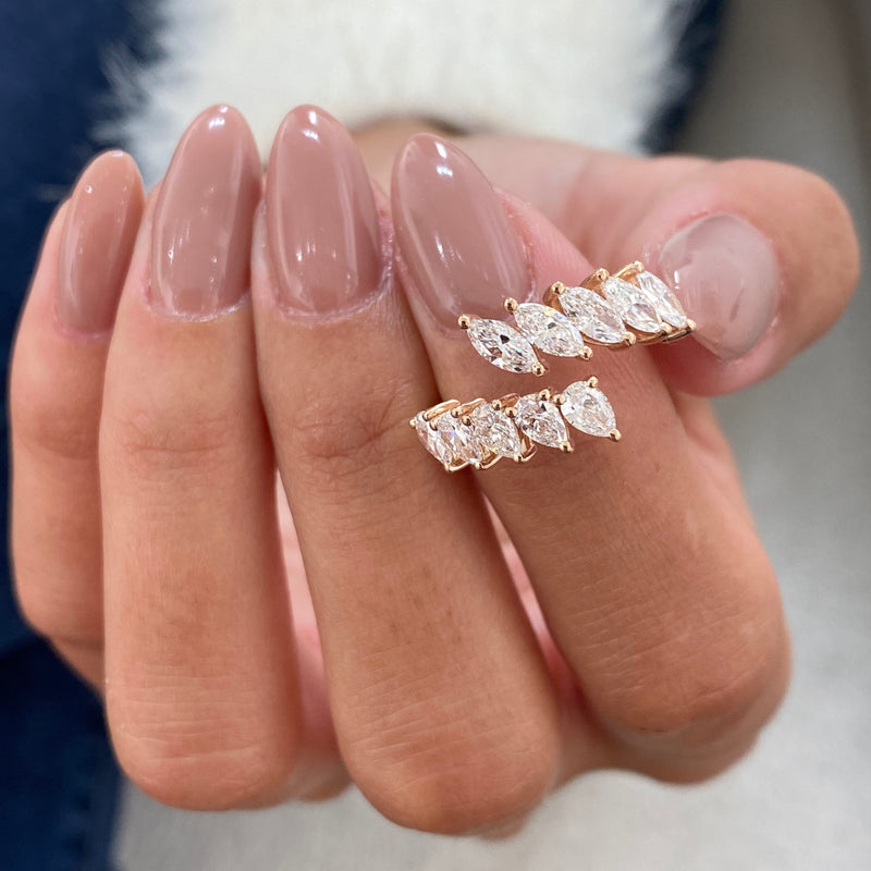 Diamond Wrap Ring 1.49 Carat Rose Gold 14K
