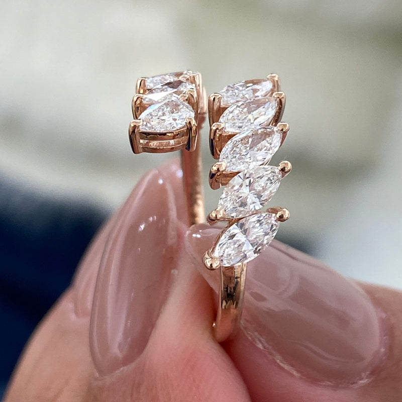 Diamond Wrap Ring 1.49 Carat Rose Gold 14K