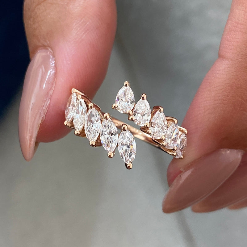 Diamond Wrap Ring 1.49 Carat Rose Gold 14K