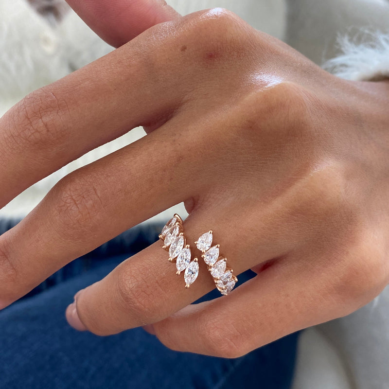 Diamond Wrap Ring 1.49 Carat Rose Gold 14K