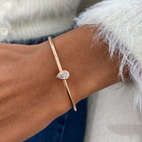 Diamond Cuff Bracelet 0.93 Carat Rose Gold 14K