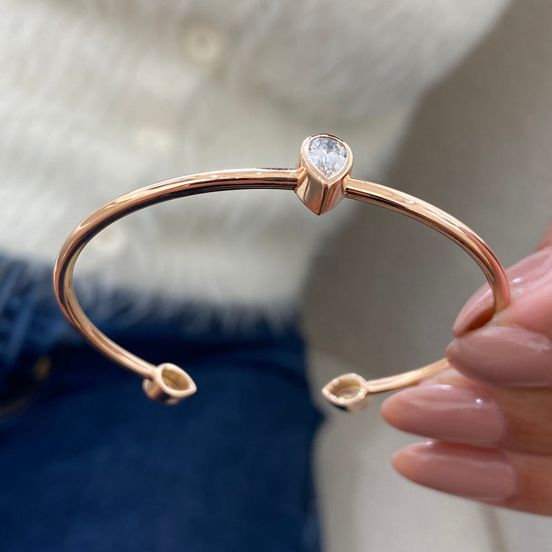 Diamond Cuff Bracelet 0.93 Carat Rose Gold 14K