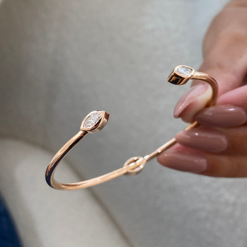 Diamond Cuff Bracelet 0.78 Carat Rose Gold 14K