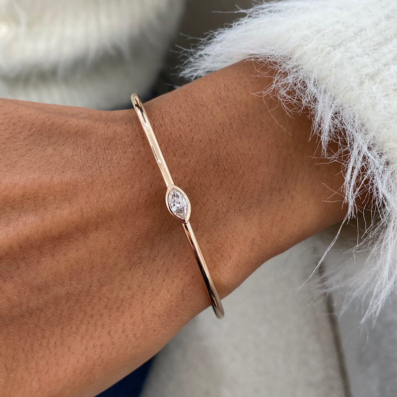 Diamond Cuff Bracelet 0.78 Carat Rose Gold 14K