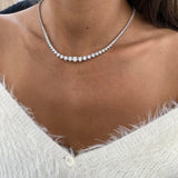 Diamond Tennis Necklace 11.37 Carat White Gold 14K