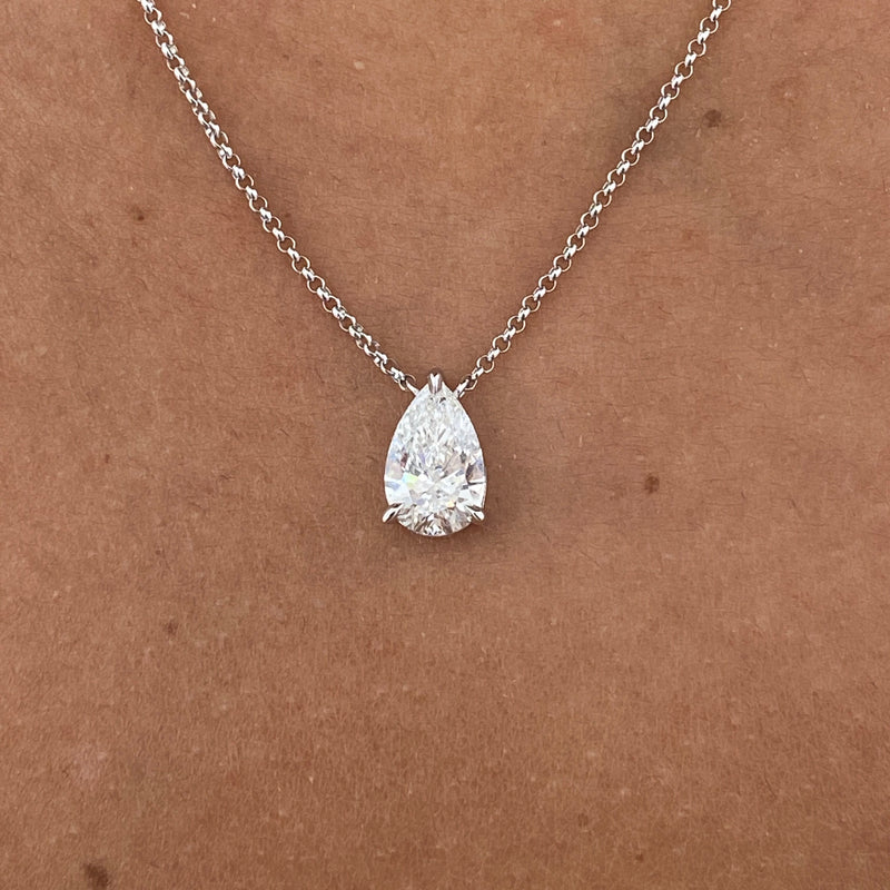 Diamond Pendant Necklace 1.05 Carat White Gold 14K