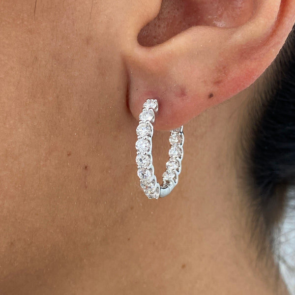 Diamond Hoop Earrings 2.33 Carat White Gold 14K