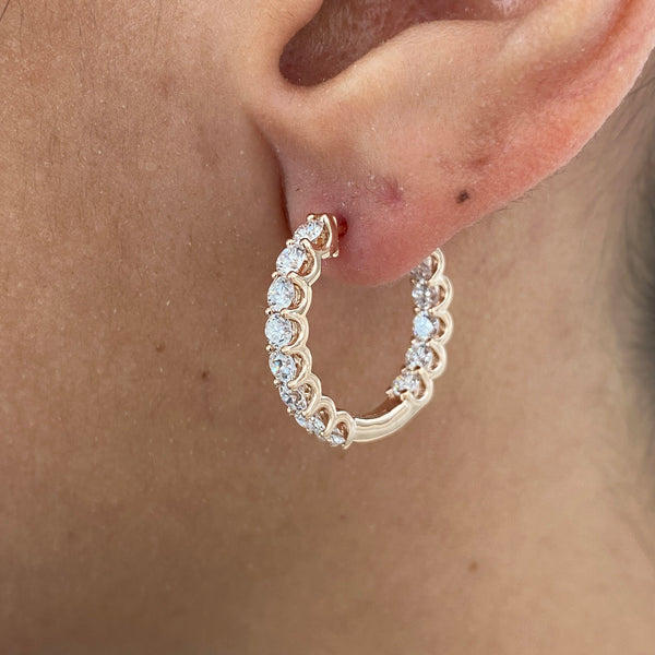 Diamond Hoop Earrings 2.33 Carat Rose Gold 14K