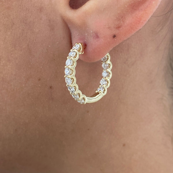 Diamond Hoop Earrings 2.33 Carat Yellow Gold 14K