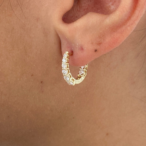 Diamond Hoop Earrings 0.95 Carat Yellow Gold 14K