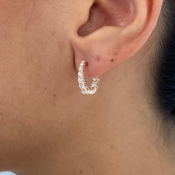 Diamond Hoop Earrings 0.95 Carat Rose Gold 14K