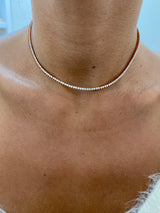 Diamond Tennis Necklace 2.57 Carat Rose Gold 14K