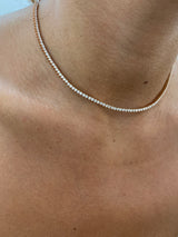 Diamond Tennis Necklace 2.57 Carat Rose Gold 14K