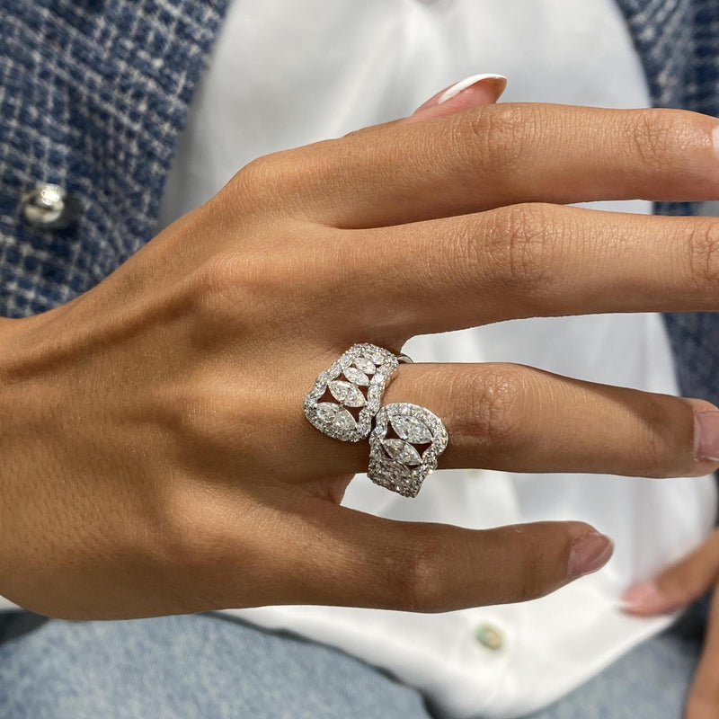 Diamond Wrap Ring 3.66 Carat White Gold 14K