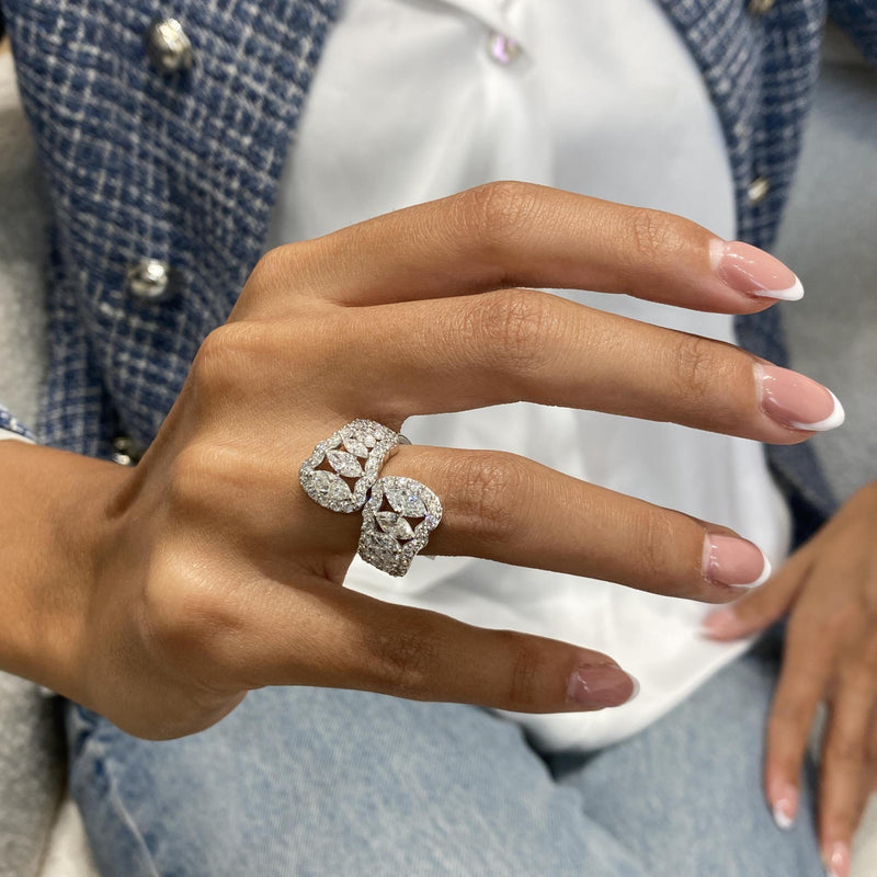 Diamond Wrap Ring 3.66 Carat White Gold 14K