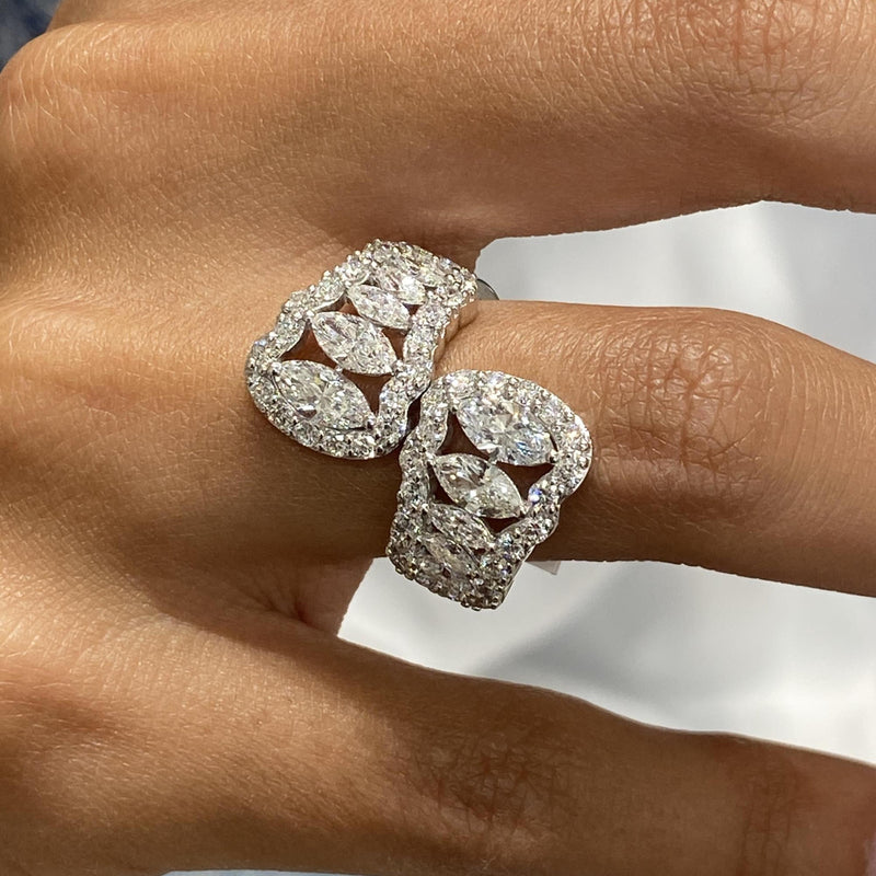 Diamond Wrap Ring 3.66 Carat White Gold 14K