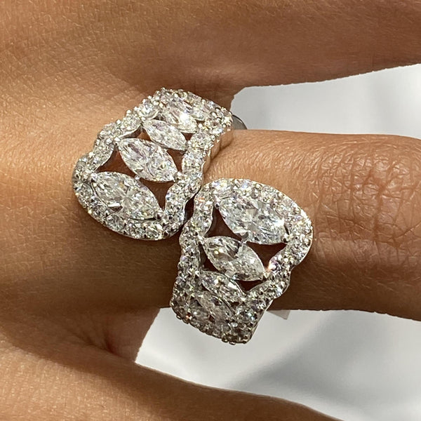 Diamond Wrap Ring 3.66 Carat White Gold 14K