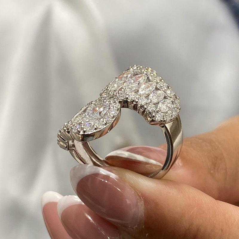 Diamond Wrap Ring 3.66 Carat White Gold 14K