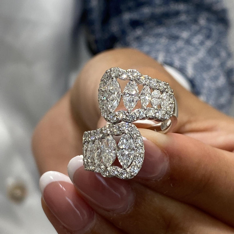 Diamond Wrap Ring 3.66 Carat White Gold 14K