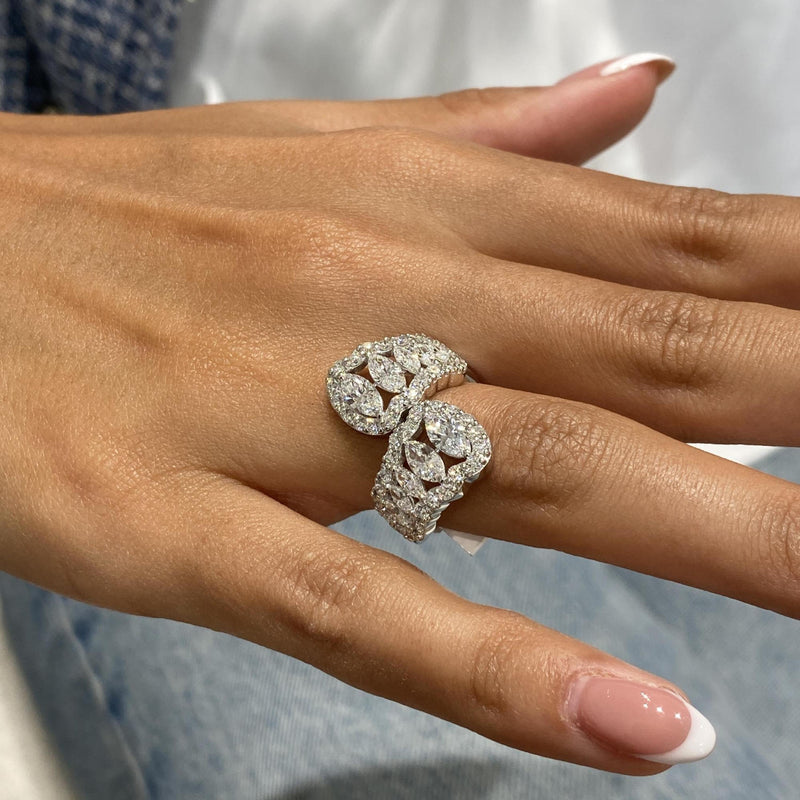 Diamond Wrap Ring 3.66 Carat White Gold 14K